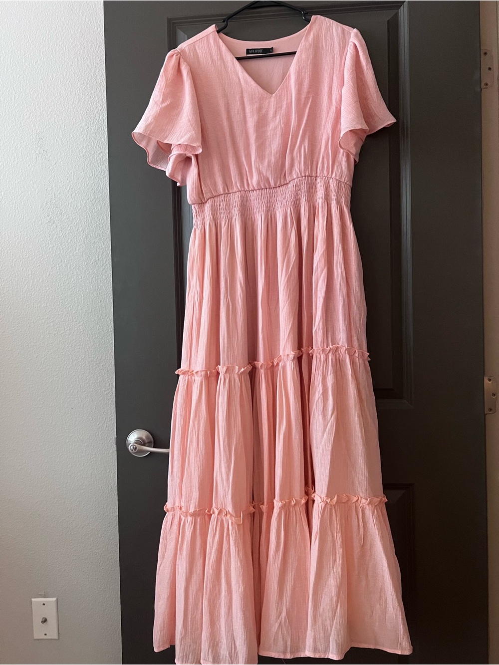 Pink Tiered V-Neck Women’s Dress